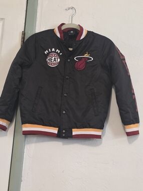Kids Miami Heat Black Satin Team Jacket